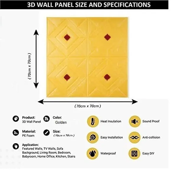 Gold_Cute_Pyramid_Design_3D_Foam_Wall_Panels_|_70_X_70Cm