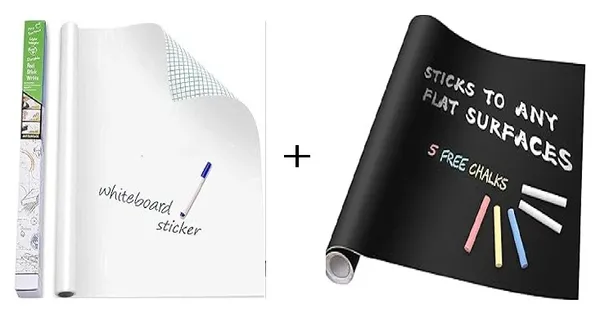 Pack_Of_2_White_&_Black_Pvc_Removable_Self-Adhesive_Board_Sticker_with_5_Free_Chalks_|_For_Children_Study_Room_|_60_X_200_Cm