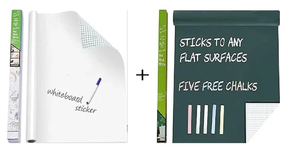 Pack_Of_2_White_&_Green_Pvc_Removable_Self-Adhesive_Board_Sticker_with_5_Free_Chalks_|_For_Children_Study_Room_|_60_X_200_Cm