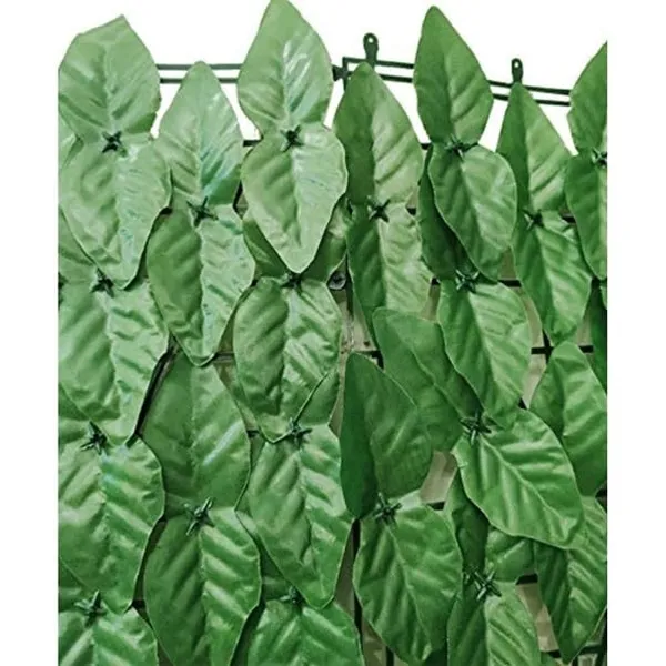 Dark_Green_Artificial_UV_Protected_Expandable_Grass_Fence_Trellis_With_Leaves