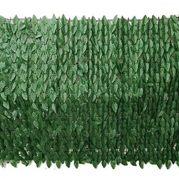 Dark_Green_Artificial_UV_Protected_Expandable_Grass_Fence_Trellis_With_Leaves