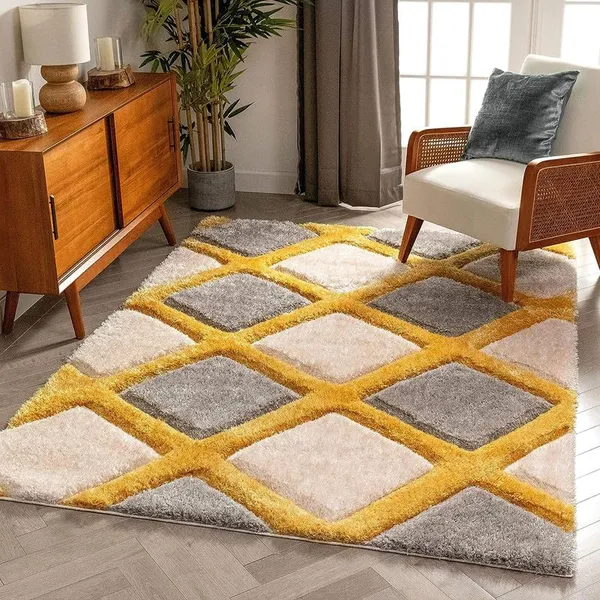 Yellow_Shaggy_Hand_Woven_Rug_Carpet_|_For_Living_Room_Bedroom_|_4X6_Feet_Each