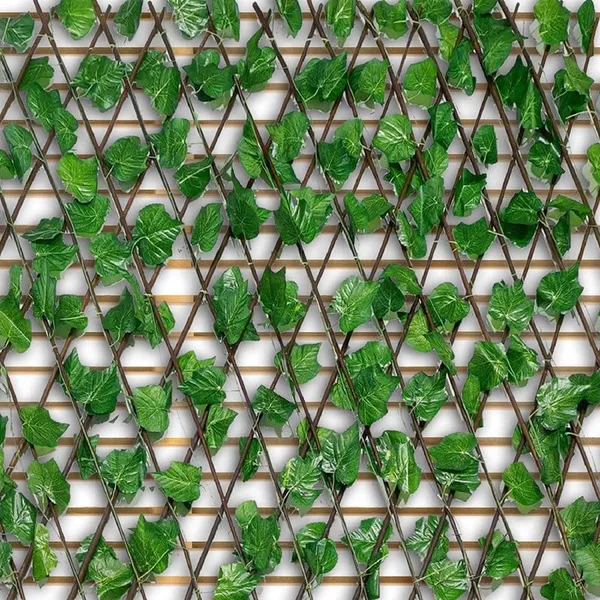 Green_UV_Protected_Garden_Trellis_With_Ivy_Leaves_|__Expandable_Garden_Grass_Fence