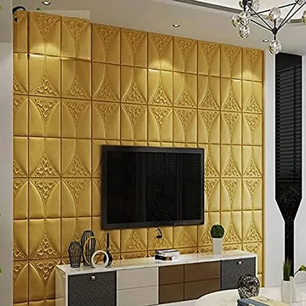 Gold_Cute_Flower_Design_3D_Foam_Wall_Panels_|_70_X_70_Cm