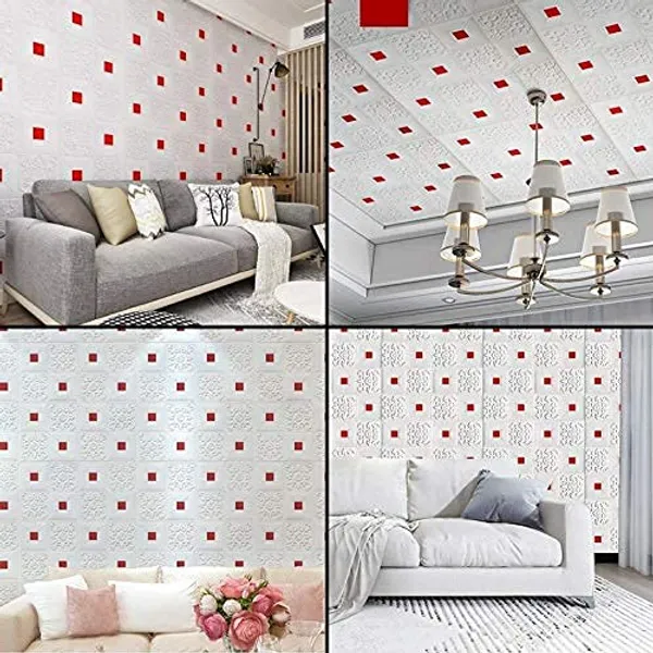 Red_Cute_Square_Design_3D_Foam_Wall_Panels_|_70X70_Cm