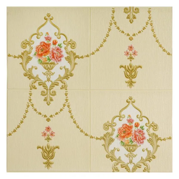 Golden_3D_Foam_Damask_Design_Textured_Foam_Ceiling_Wall_Panels_|_70_X_70_Cm