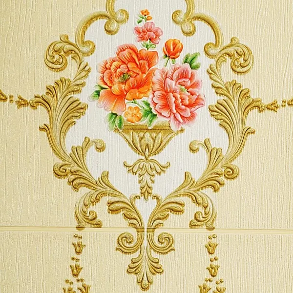 Golden_3D_Foam_Damask_Design_Textured_Foam_Ceiling_Wall_Panels_|_70_X_70_Cm
