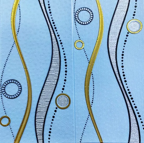 Blue_Gold_3D_Waves_Foam_Wallpaper_Sticker_|_70_X_70Cm