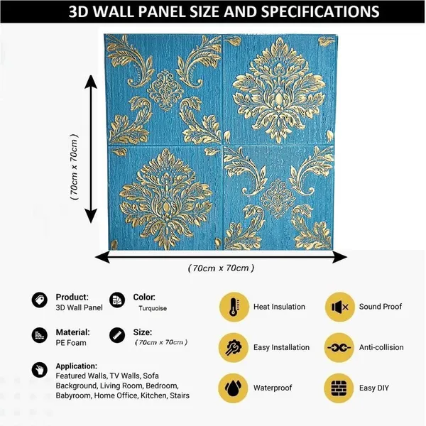 Turquoise_Damask_Textured_&_Waterproof_3D_Design_Foam_Wall_Panels_|_70_X_70_Cm