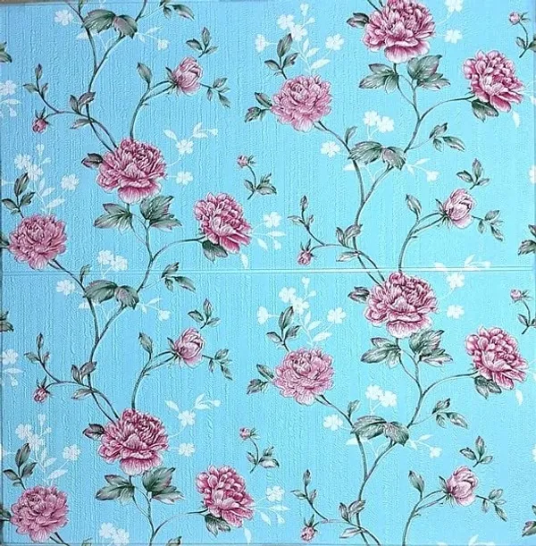 Blue_Waterproof_3D_Floral_Design_Textured_Foam_Wallpaper_Sticker_|_70_X_70_Cm