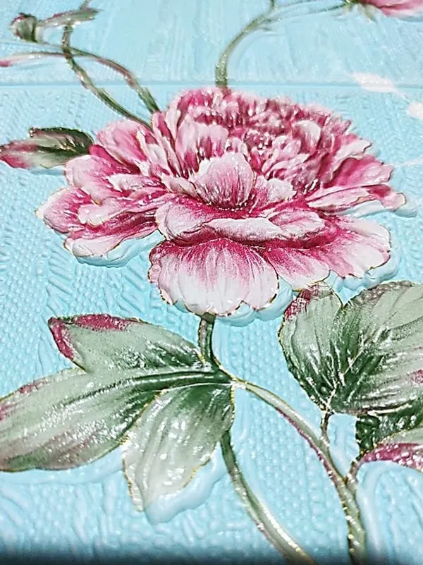 Blue_Waterproof_3D_Floral_Design_Textured_Foam_Wallpaper_Sticker_|_70_X_70_Cm