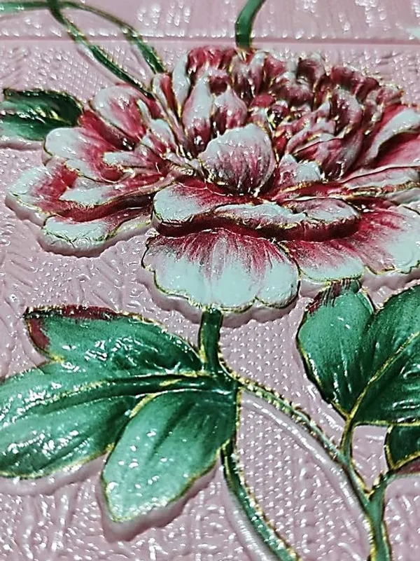 Peach_Waterproof_3D_Floral_Design_Textured_Foam_Wallpaper_Sticker_|_70_X_70_Cm