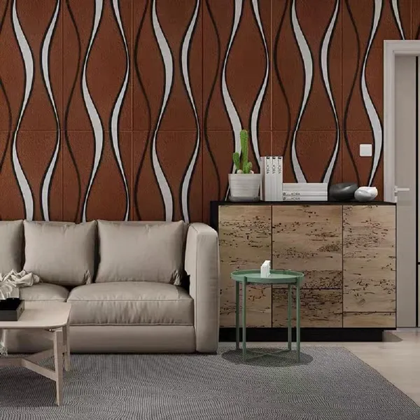Chocolate_Waterproof_3D_Vertical_Waves_Design_Textured_Foam_Wallpaper_Sticker_|_70_X_70_Cm