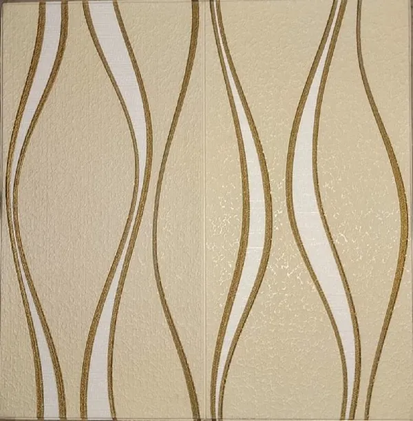 Gold_Waterproof_3D_Vertical_Waves_Design_Textured_Foam_Wallpaper_Sticker_|_70_X_70_Cm