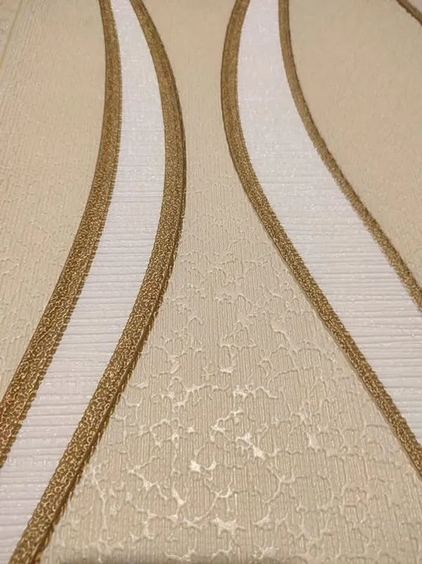Gold_Waterproof_3D_Vertical_Waves_Design_Textured_Foam_Wallpaper_Sticker_|_70_X_70_Cm