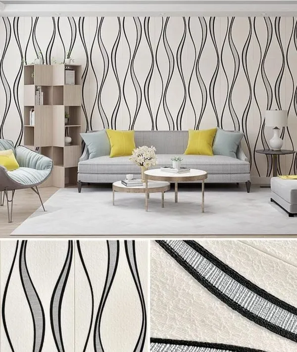White_Waterproof_3D_Vertical_Waves_Design_Textured_Foam_Wallpaper_Sticker_|_70_X_70_Cm