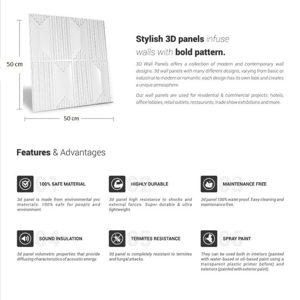 White_Pvc_Embossed_And_Printable_3D_Artisan_Design_Wall_Panels_|_20_X_20_In
