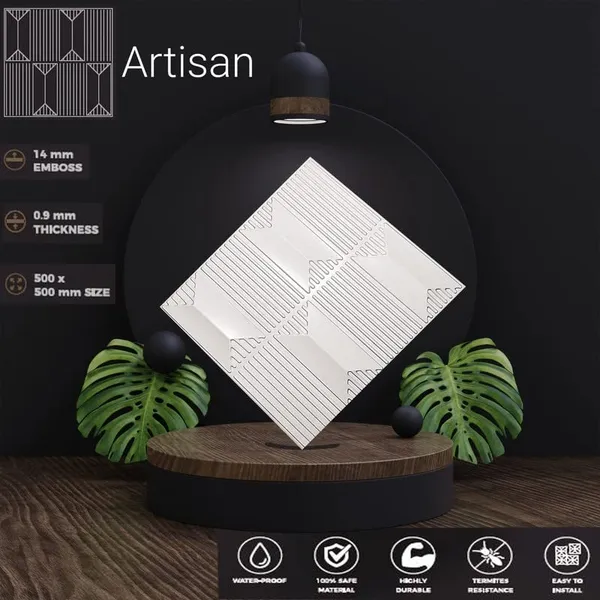 White_Pvc_Embossed_And_Printable_3D_Artisan_Design_Wall_Panels_|_20_X_20_In
