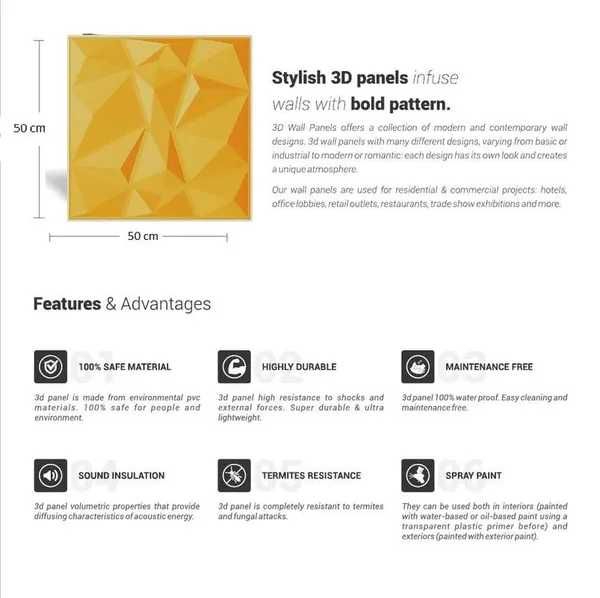 Golden_Diamond_Stone_Design_3D_Embossed_And_Printable_Wall_Panels_|_20_X_20_Inch