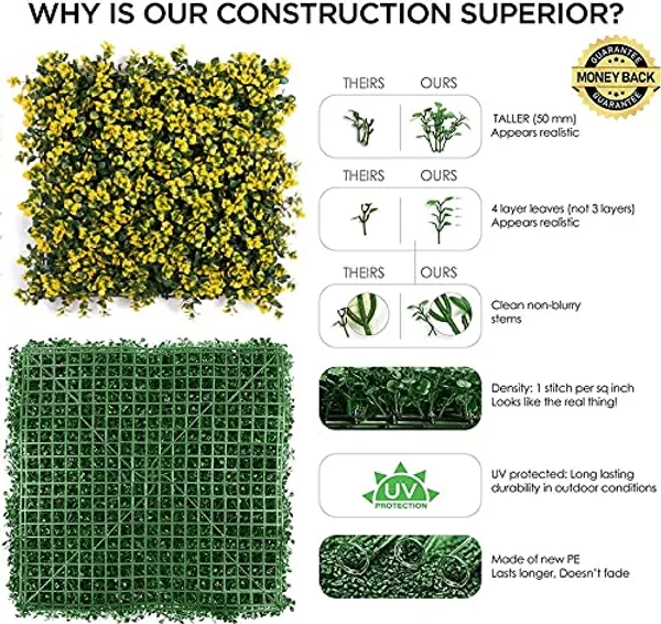 Yellow_Vertical_Garden_Artificial_Wall_Plants_|_50Cm_X_50Cm_X_5Cm