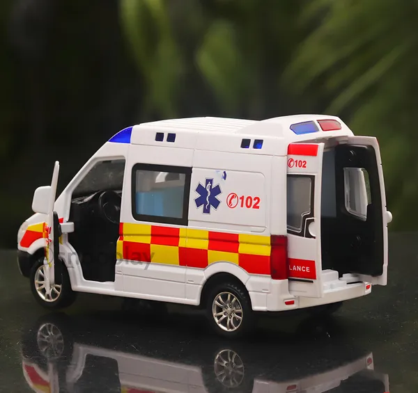 1:32_Scale_Die-Cast_Mercedess_Ambulance_Emergency_Rescue_Toy,_Light_and_Siren_Sound_Effects,_Pull-Back_Action,_Openable_Doors_and_Rear_Hatch_for_Kids