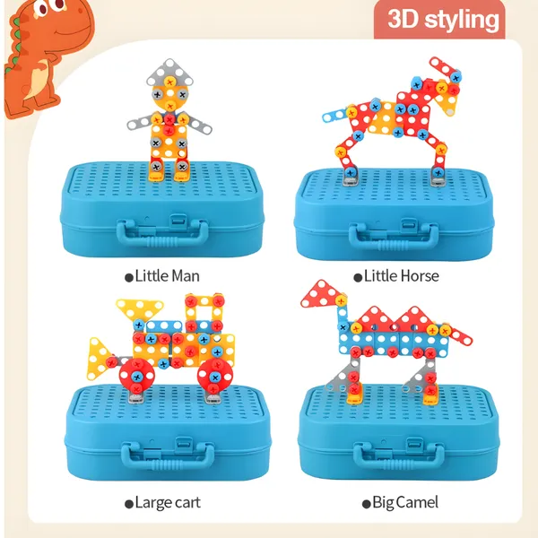 228_PCS_Kids_Electric_Drill_Building_Toy_–_Dinosaur_STEM_Building_Tool_Set-Mosaic_Puzzle_2D_&_3D_Building_Block_Screw_Driver_Kit_for_Kids_|_Engineering_Toy_for_Boys_&_Girls