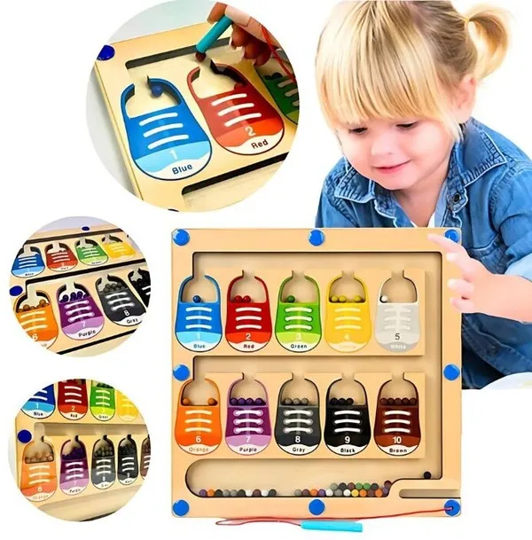 Toybot_Magnetic_Color_and_Number_Maze_-_Educational_Fine_Motor_Skills_Toys_for_Boys_Girls_3_4_5_Years_Old,_Wooden_Color_Matching_Learning_Counting_Toddler_Puzzle_Board