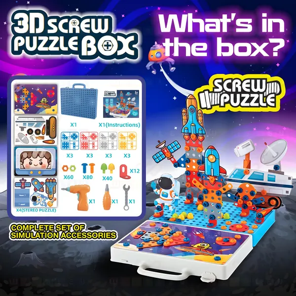 Toybot_3D_Screw_Puzzle_Box_With_Electric_Drill_-_Creative_Space_Exploration_STEM_Toy_Building_Set_for_Kids,_230+_Pieces_with_Astronaut,_Rocket,_and_Spaceship_Models_-_Educational_Engineering_Kit_for_Boys_&_Girls