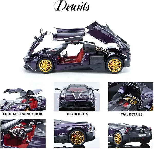 Toybot_1:24_Scale_Die-Cast_Big_Pagani_Sports_Car_-_Premium_Alloy_Metal_Pullback_Toy_with_Openable_Doors,_Hood,_Lights_&_Music_for_Kids
