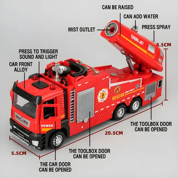 Toybot_1:32_Die-Cast_Fire_Truck_with_Turbo_Jet,_Light_&_Siren_Sound,_Water_Jet_Spray,_Opening_Doors_&_Toolbox_–_Firefighter_Fire_Engine_Rescue_Truck_Toy_for_Kids