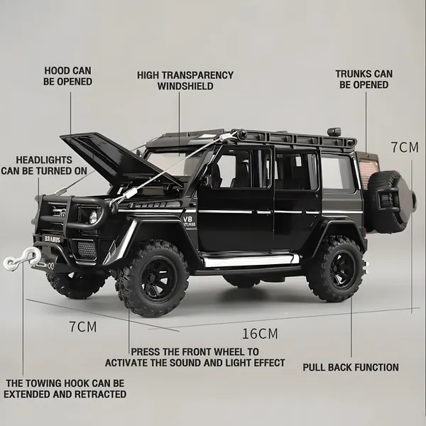 Toybot_1:32_Scale_4x4_Mercedes_Brabus_G_550_Model_Car_-_Exclusive_Alloy_Metal_Pullback_Toy_with_Openable_Doors,_Lights,_and_Music_Best_Gift_for_Kids_【Colors_as_Per_Stock】