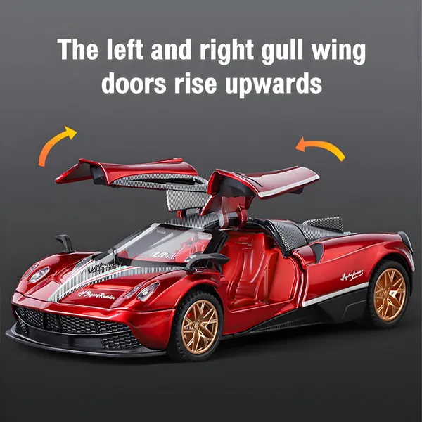 Toybot_1:32_Scale_Die-Cast_Pagani_Sports_Car_-_Premium_Alloy_Metal_Pullback_Toy_with_Openable_Doors,_Hood,_Lights_&_Music_for_Kids_(Pagani_Red)