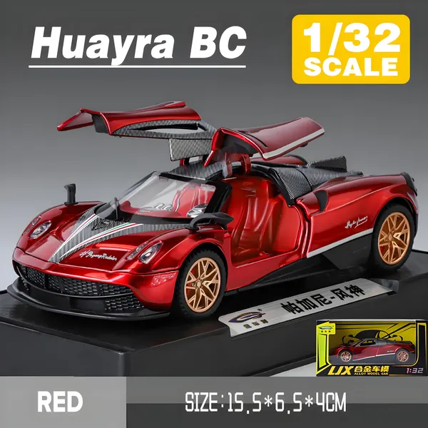 Toybot_1:32_Scale_Die-Cast_Pagani_Sports_Car_-_Premium_Alloy_Metal_Pullback_Toy_with_Openable_Doors,_Hood,_Lights_&_Music_for_Kids_(Pagani_Red)