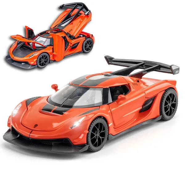 Toybot_1:32_Scale_Koenigsegg_Jesko_Model_Super_Car_-_Exclusive_Alloy_Metal_Pullback_Toy_with_Openable_Doors,_Lights,_and_Music_for_Kids_(1_Pcs_Random_Color)