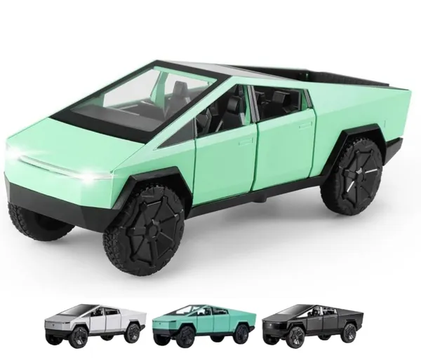Toybot_1:36_Scale_Mini_Cybertruck_Die-Cast_Model_Car,_Pull-Back_Action,_Light_and_Sound_Effects,_Openable_Doors