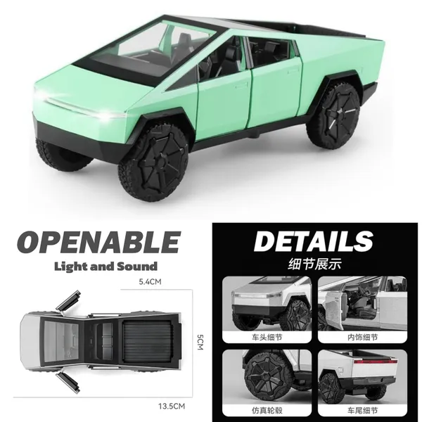 Toybot_1:36_Scale_Mini_Cybertruck_Die-Cast_Model_Car,_Pull-Back_Action,_Light_and_Sound_Effects,_Openable_Doors