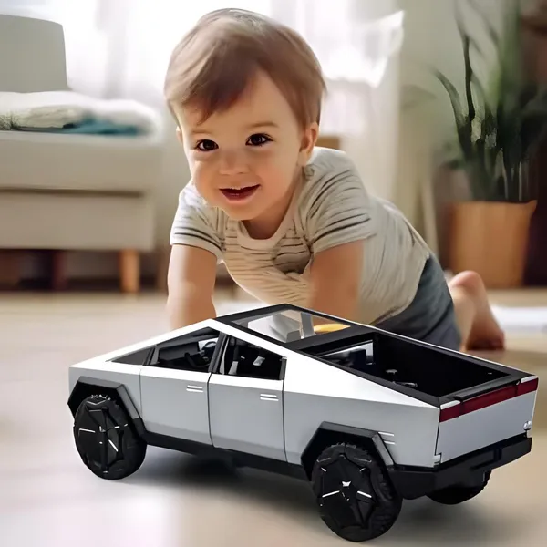Toybot_1:36_Scale_Mini_Cybertruck_Die-Cast_Model_Car,_Pull-Back_Action,_Light_and_Sound_Effects,_Openable_Doors