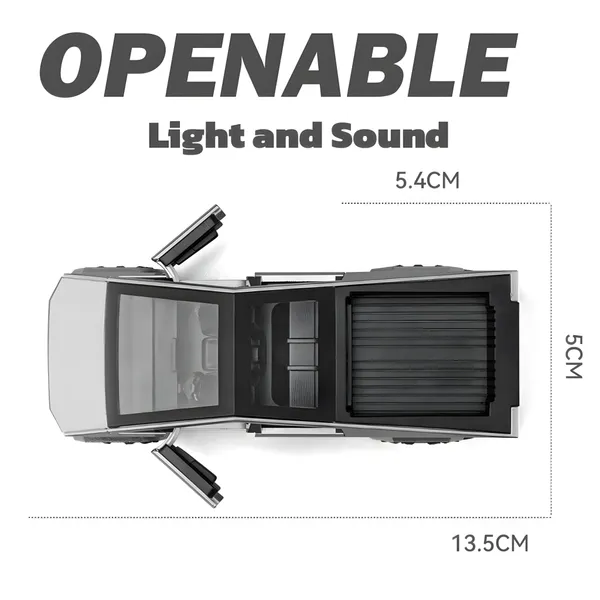 Toybot_1:36_Scale_Mini_Cybertruck_Die-Cast_Model_Car,_Pull-Back_Action,_Light_and_Sound_Effects,_Openable_Doors