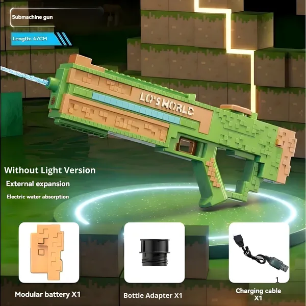 Toybot_Automatic_Mine_Craft_Electric_Water_Gun_with_Auto_Water_Absorption,_Rechargeable_Battery_Powered_Water_Blaster,_25–30_Ft_Long_Range_Shooting,_External_Bottle_Support_for_Kids_&_Adults