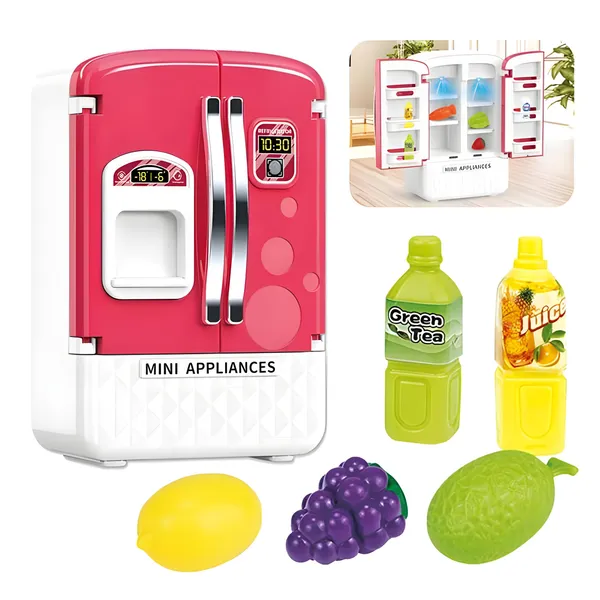 Toybot_Kids_Mini_Dollhouse_Fridge_Miniature_Refrigerator_Mini_Fridge_Toy_with_Food,_Lights,_Music_and_Toy_Fruits_?_Realistic_Kitchen_Appliance_for_Pretend_Play