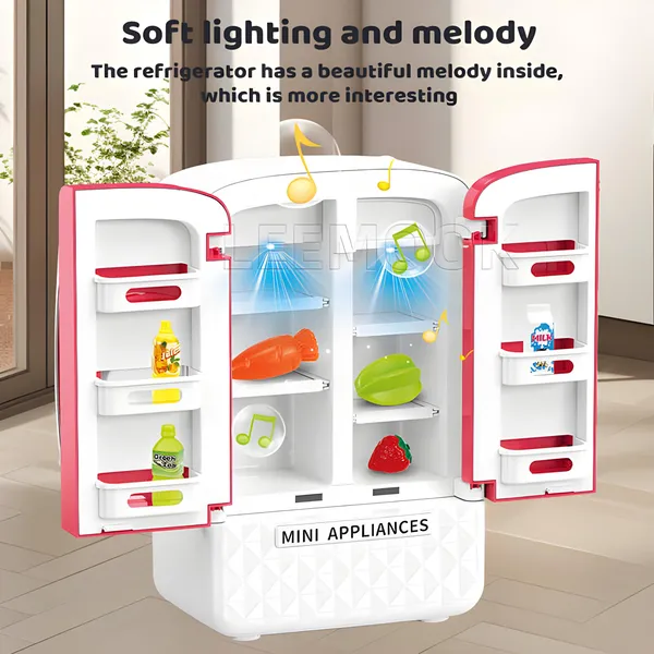 Toybot_Kids_Mini_Dollhouse_Fridge_Miniature_Refrigerator_Mini_Fridge_Toy_with_Food,_Lights,_Music_and_Toy_Fruits_?_Realistic_Kitchen_Appliance_for_Pretend_Play