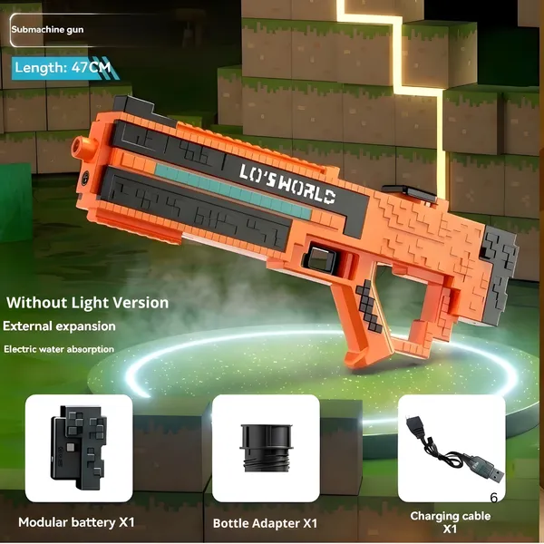Toybot_Mine_Craft_Electric_Water_Gun_with_Automatic_Water_Absorption,_Rechargeable_Battery_Powered_Water_Blaster,_25–30_Ft_Long_Range_Shooting,_External_Bottle_Support_for_Kids_&_Adults