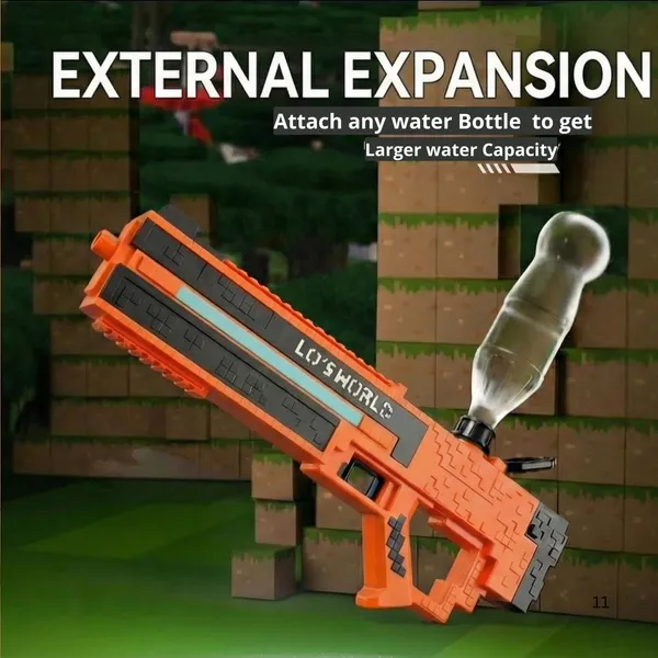 Toybot_Mine_Craft_Electric_Water_Gun_with_Automatic_Water_Absorption,_Rechargeable_Battery_Powered_Water_Blaster,_25–30_Ft_Long_Range_Shooting,_External_Bottle_Support_for_Kids_&_Adults