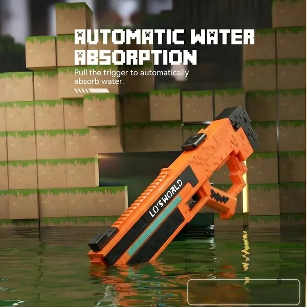 Toybot_Mine_Craft_Electric_Water_Gun_with_Automatic_Water_Absorption,_Rechargeable_Battery_Powered_Water_Blaster,_25–30_Ft_Long_Range_Shooting,_External_Bottle_Support_for_Kids_&_Adults