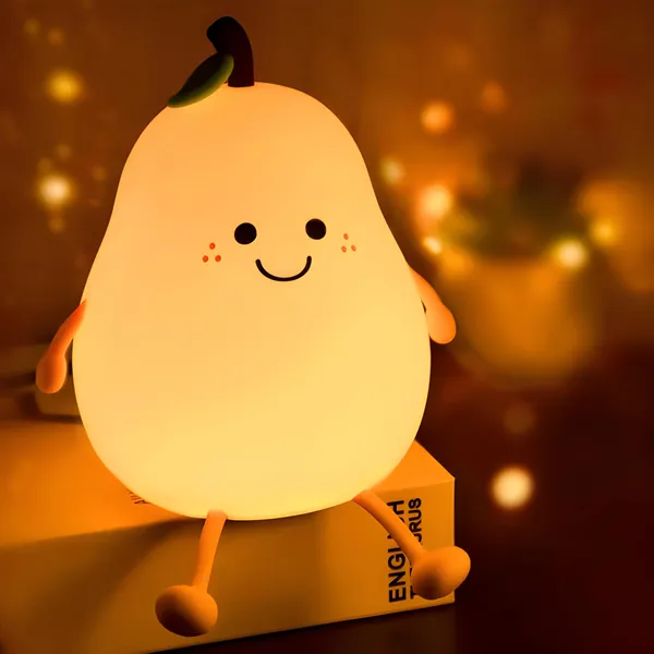 Toybot_Pear_Night_Light_for_Kids_�_Soft_Silicone,_Kawaii-Style,_Tap-Control_Color-Changing_Bedside_Lamp_for_Nursery_&_Kids_Room
