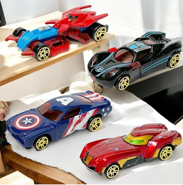 Toybot_Superhero_Diecast_Metal_Toy_Cars,_Set_of_4,_Superhero_Racing_Vehicles_with_Push-N-Go_Feature_Mini_Racing_Cars_for_Toddlers,_Girls_and_Boys_Car_Play_Set_for_Kids