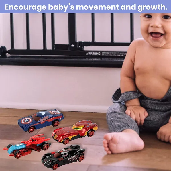 Toybot_Superhero_Diecast_Metal_Toy_Cars,_Set_of_4,_Superhero_Racing_Vehicles_with_Push-N-Go_Feature_Mini_Racing_Cars_for_Toddlers,_Girls_and_Boys_Car_Play_Set_for_Kids
