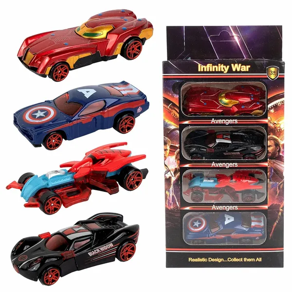 Toybot_Superhero_Diecast_Metal_Toy_Cars,_Set_of_4,_Superhero_Racing_Vehicles_with_Push-N-Go_Feature_Mini_Racing_Cars_for_Toddlers,_Girls_and_Boys_Car_Play_Set_for_Kids