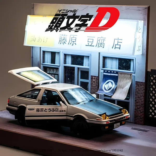 Toybot_1:32_Scale_Toyota_AE86_Initial_D_Model_Car_-_Exclusive_Alloy_Metal_Pullback_Toy_with_Openable_Doors,_Lights,_and_Music_for_Kids