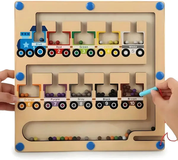 Toybot_Magnetic_Color_and_Number_Maze_Board_Wooden_Magnet_Puzzles_Board,_Fine_Motor_Skills_Toddler_Activities,_Montessori_Gift_for_Boys_Girls_3-5_Years_Old,_Preschool_Busy_Board_for_Kids
